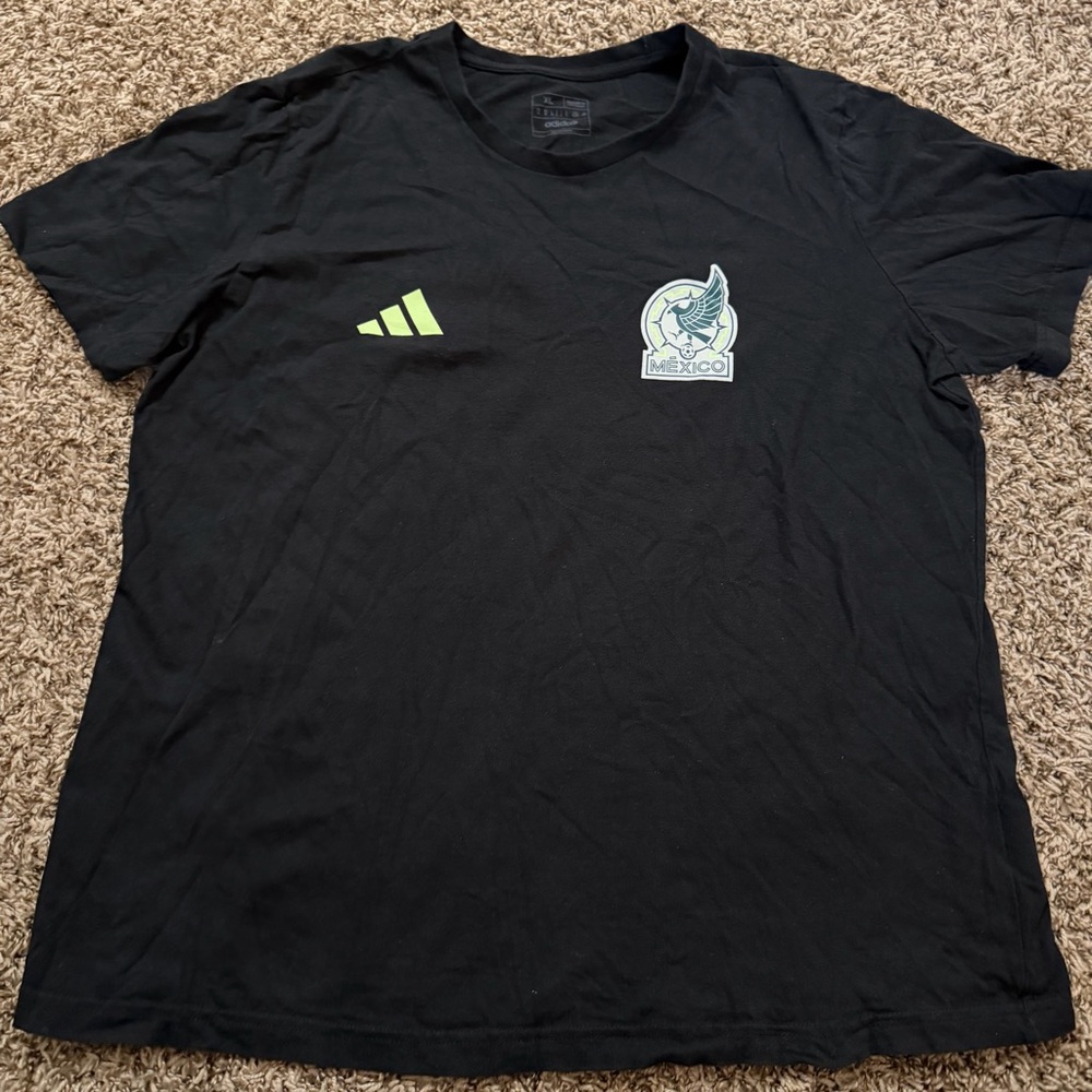 Adidas Black Tee with Green Mexico Logo